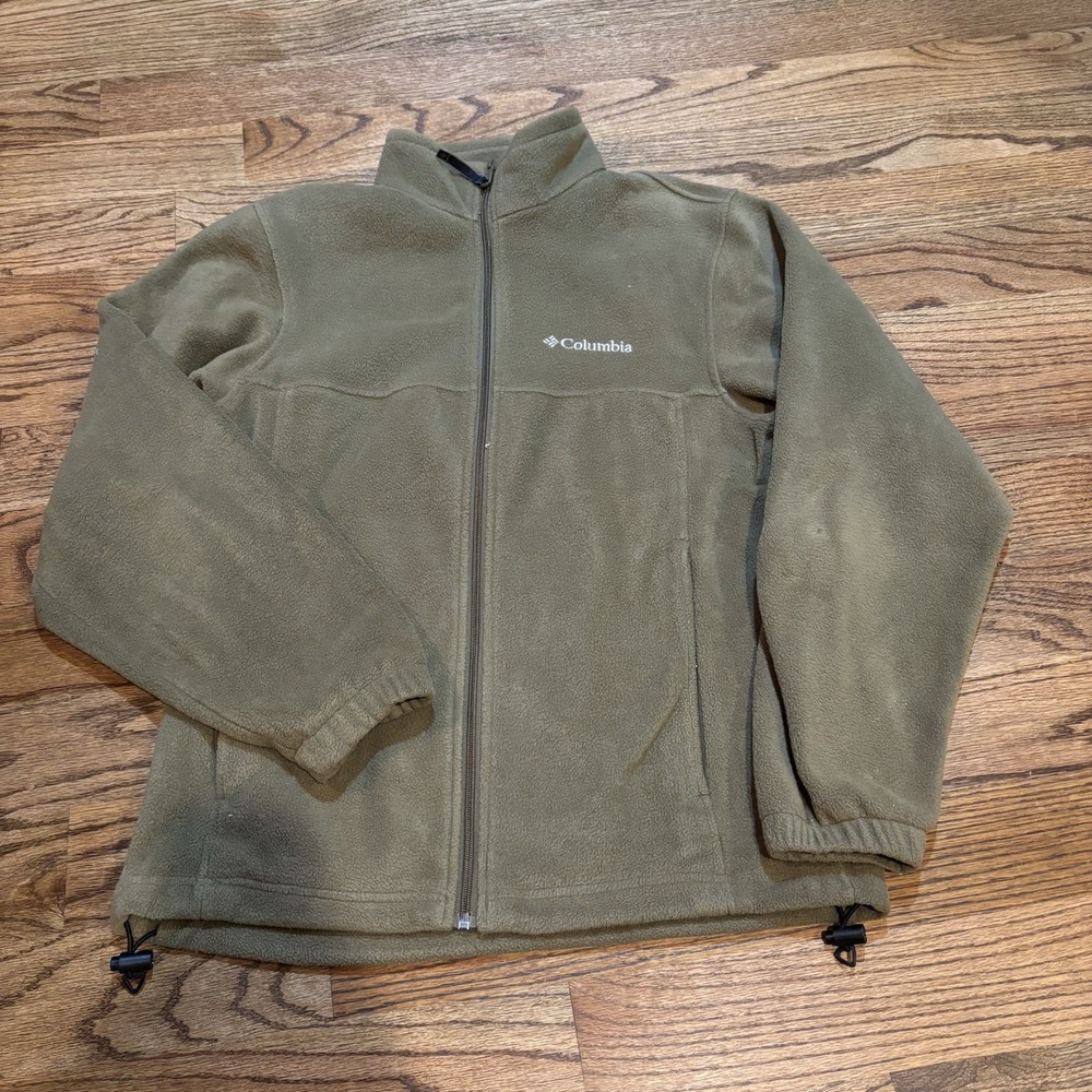 Columbia Jacket Mens Size Small Green  Full Zip Fleece Embroidered‎ Casual